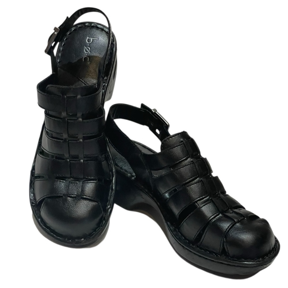 B.O.C. BORN CONCEPT BLACK FISHERMANS WOVEN SLINGBACK SANDALS SZ 9 MED EUC